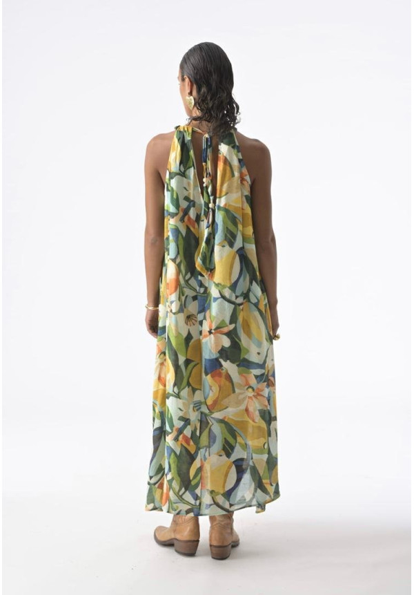 Vestido largo estampado Tropical
