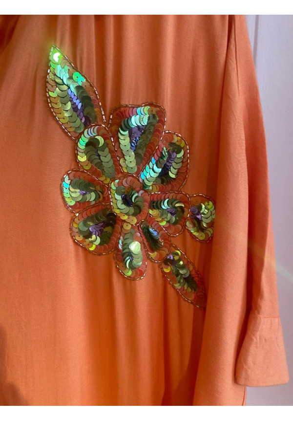 Vestido naranja lentejuelas