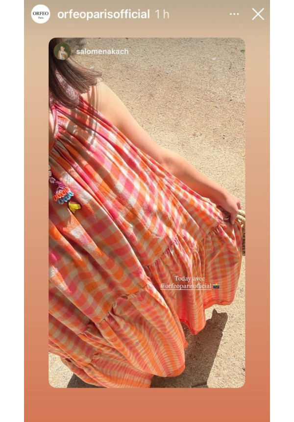 Vestido Largo Vichy Bordado