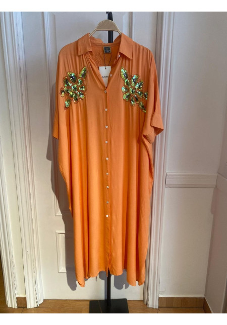 Vestido naranja lentejuelas