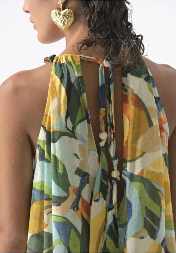 Vestido largo estampado Tropical