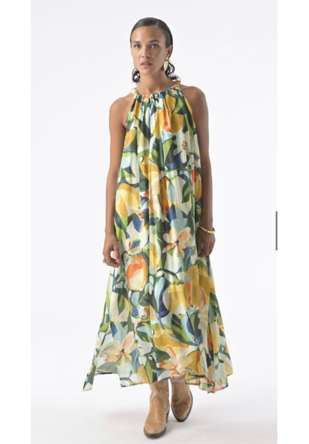 Vestido largo estampado Tropical