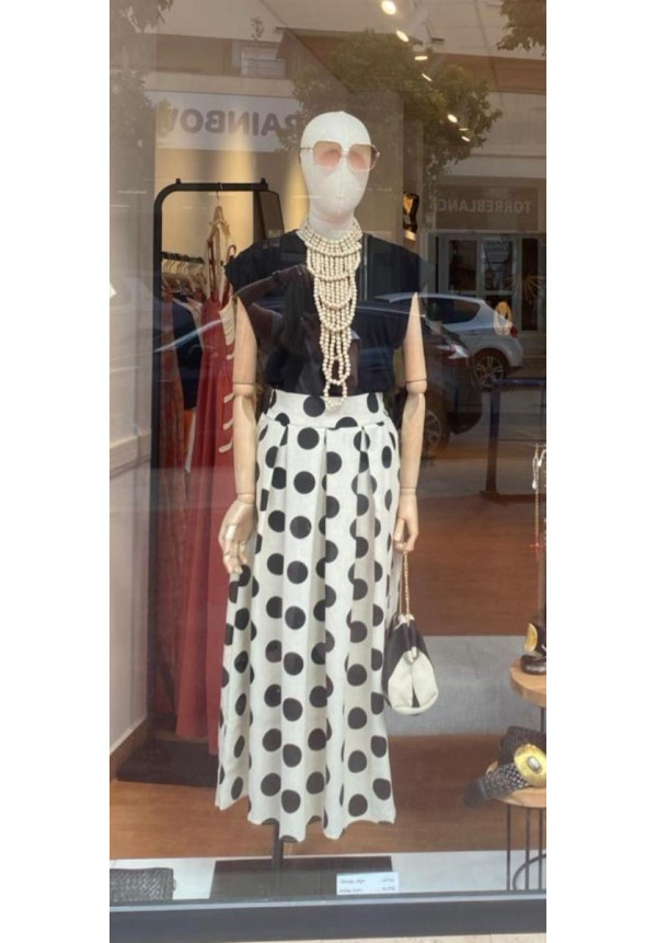 Falda tablas lunares crudo/negro
