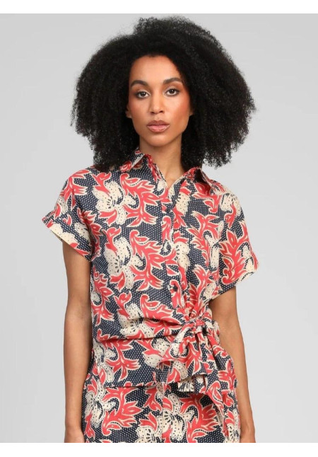 Blusa estampado flores marino/coral