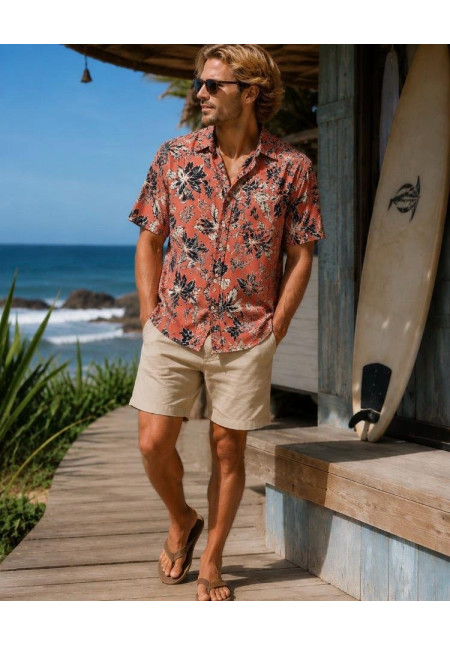Camisa resort Estampada Salmón