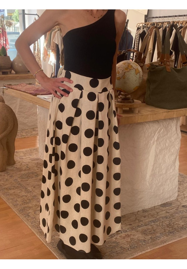 Falda tablas lunares crudo/negro