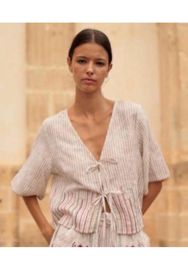 Blusa rayas crudo/arena