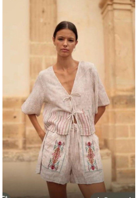 Blusa rayas crudo/arena