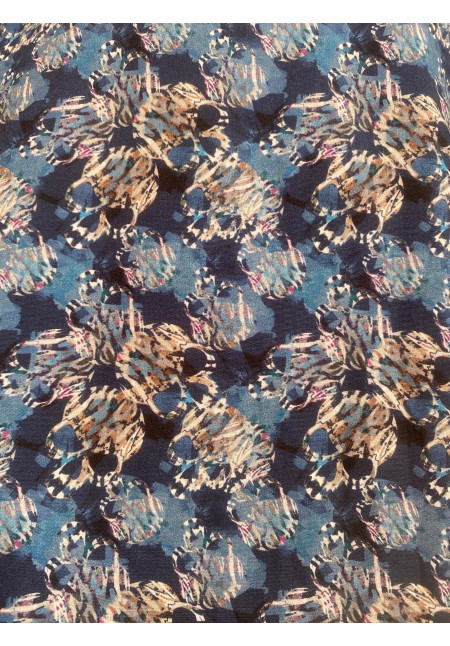Camisa manga larga popelín estampado calaveras color marino 100% cotton