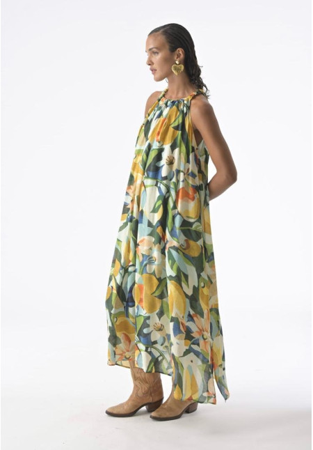 Vestido largo estampado Tropical