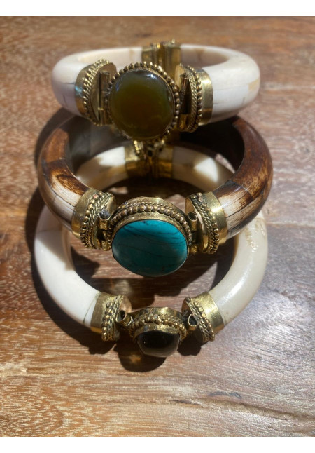 Pulsera hueso y piedra natural Pulsera hueso y piedra natural