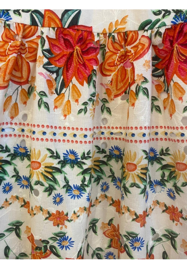 Falda bordada estampada