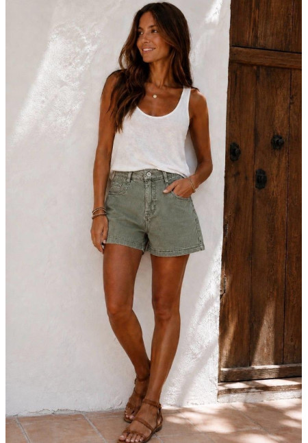 Bermuda sarga/lycra verde