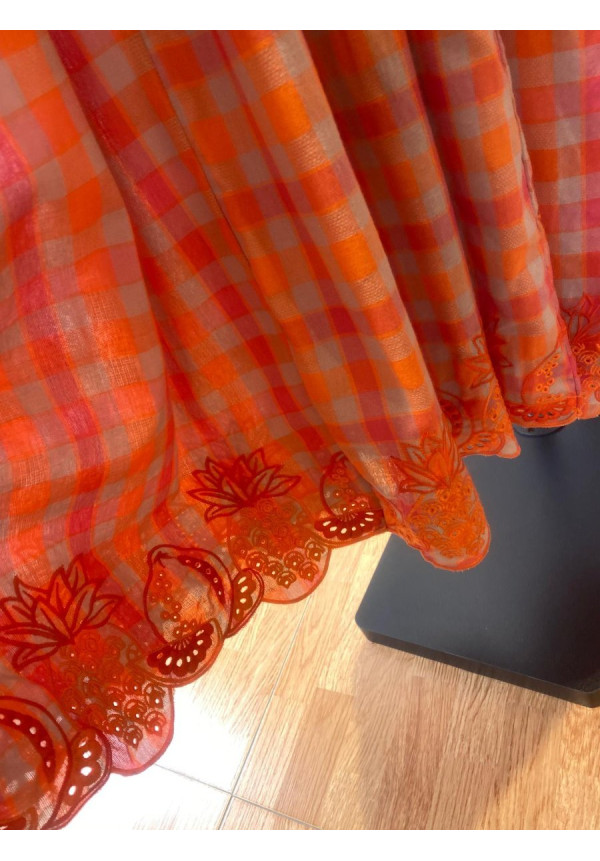 Vestido Largo Vichy Bordado