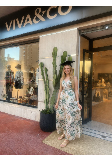 Vestido estampado hojas 