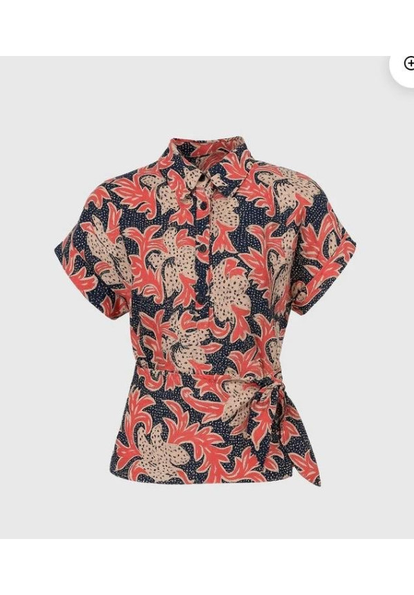 Blusa estampado flores marino/coral