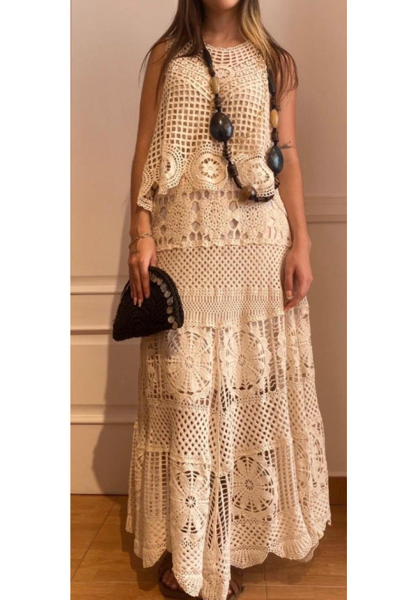 Falda crochet crudo
